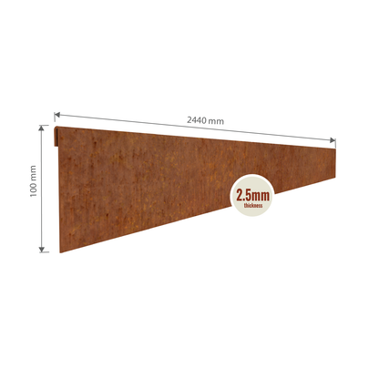 Corten Steel Garden Edging 100mmH x 2440mmW - 2.50mm Gauge