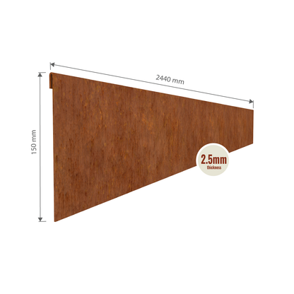 Corten Steel Garden Edging 150mmH x 2440mmW - 2.50mm Gauge