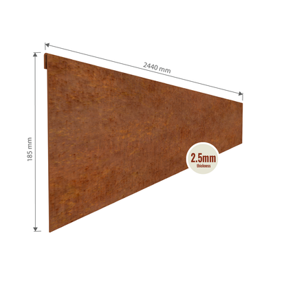 Corten Steel Garden Edging 185mmH x 2440mmW - 2.50mm Gauge