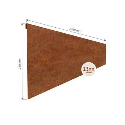 Corten Steel Garden Edging 230mmH x 2440mmW - 2.50mm Gauge