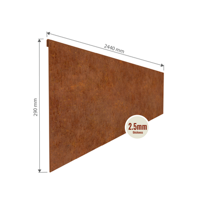 Corten Steel Garden Edging 290mmH x 2440mmW - 2.50mm Gauge