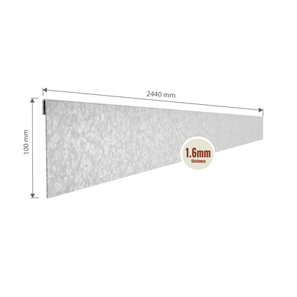 Galvanised Steel Garden Edging 100mmH x 2400mmW - 1.60mm Gauge