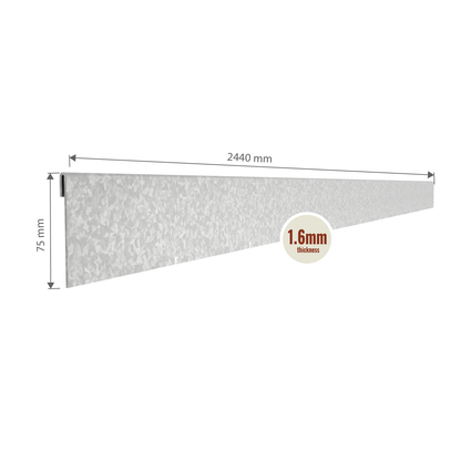 Galvanised Steel Garden Edging 75mmH x 2400mmW - 1.60mm Gauge