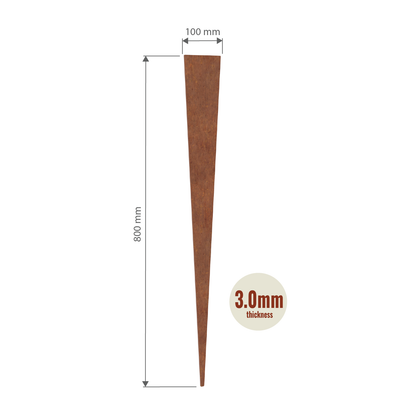 Corten Steel Stakes 800mmH - 3.00mm Gauge