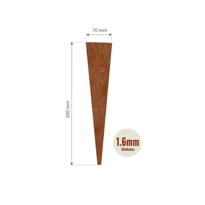 Features and benefits of TerraForm Edging 300mH corten steel garden edge.
