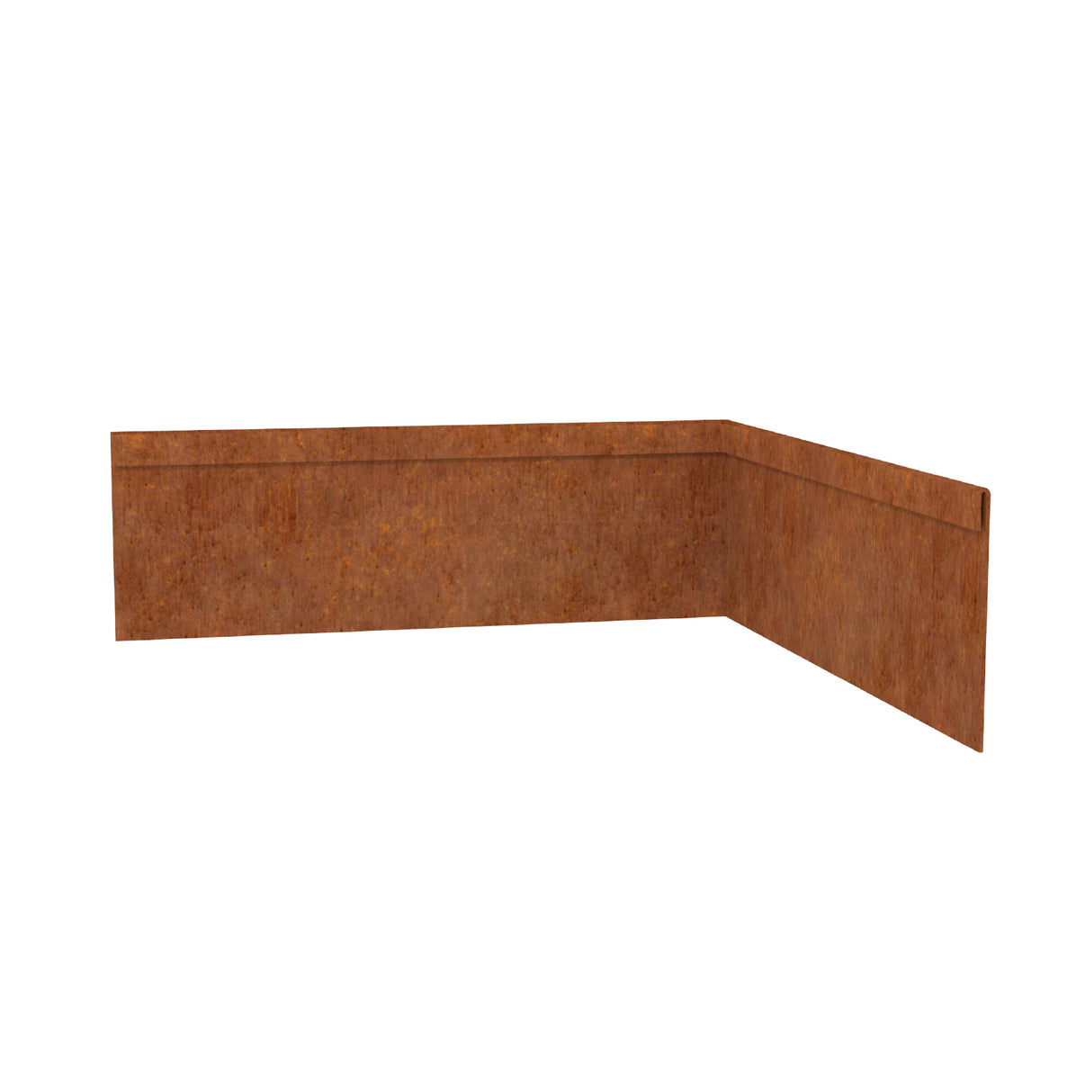 TerraForm Edging corten steel inside corner piece , 100 mm high × 610 mm wide.