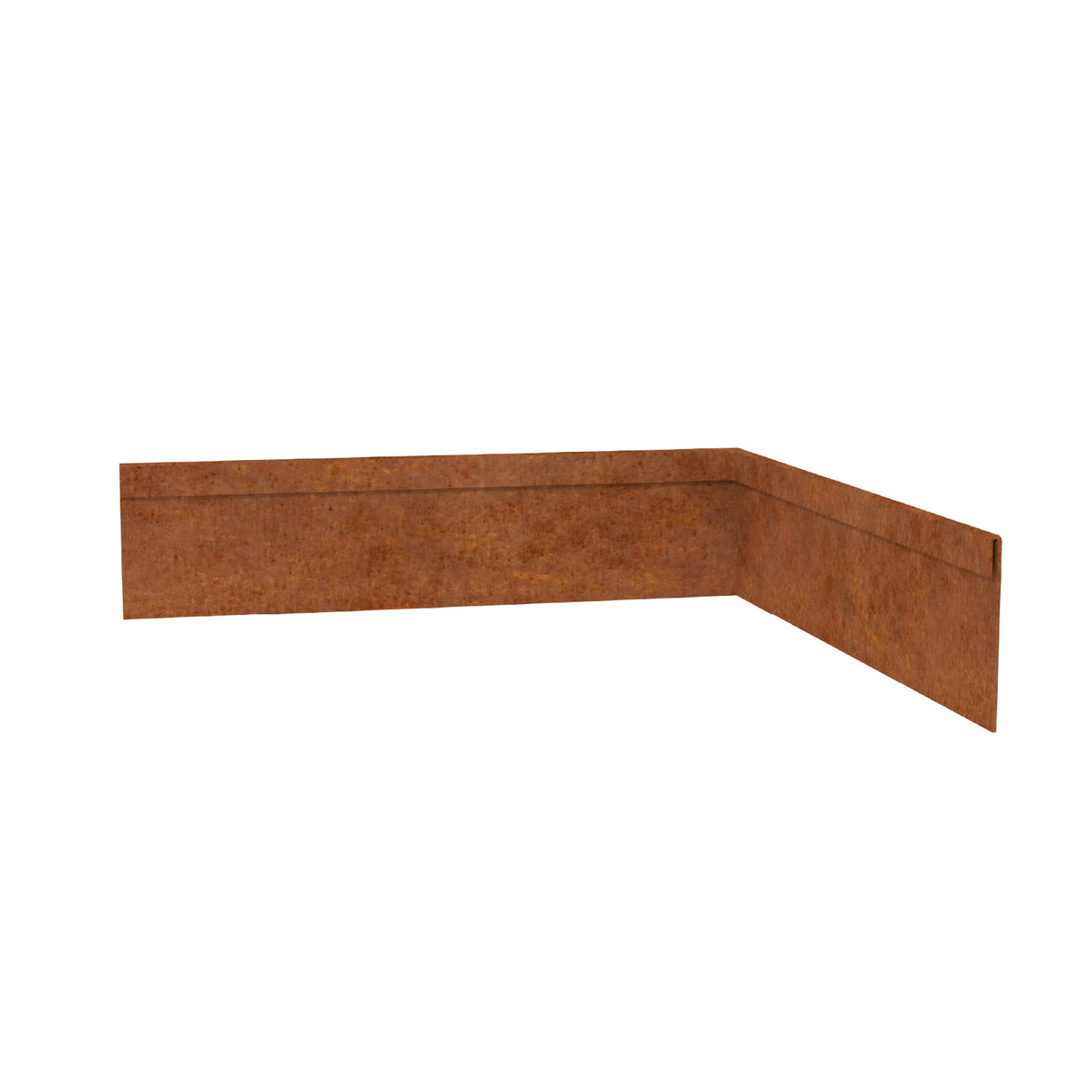 TerraForm Edging corten steel inside corner piece , 75 mm high × 610 mm wide.