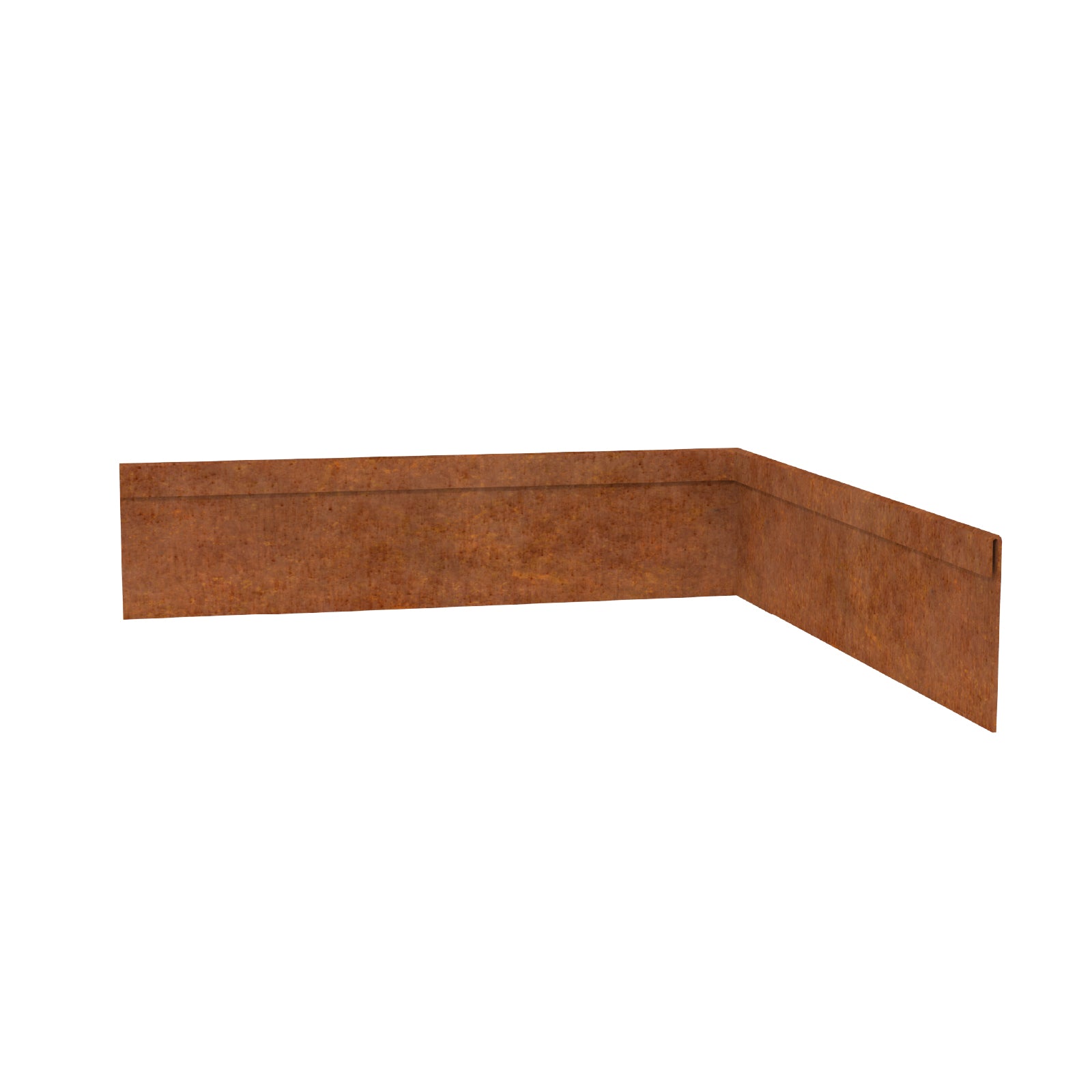 TerraForm Edging corten steel inside corner piece , 75 mm high × 610 mm wide.