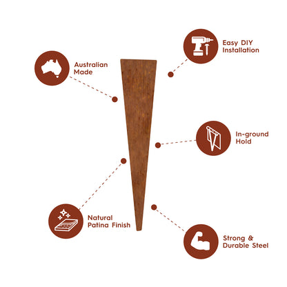 Corten Steel Stakes 300mmH - 1.60mm Gauge